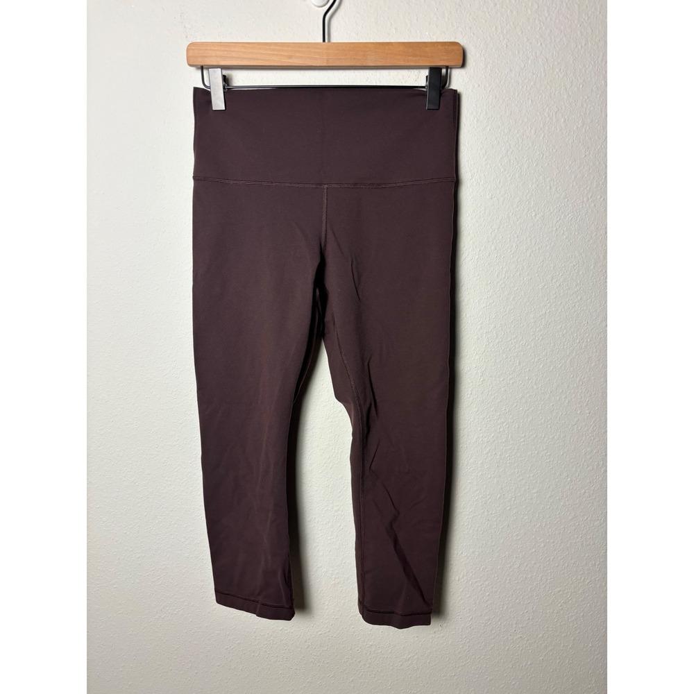 Lululemon Wunder Under Crop Hi-Rise 21 Leggings Brown Burgundy Size 8